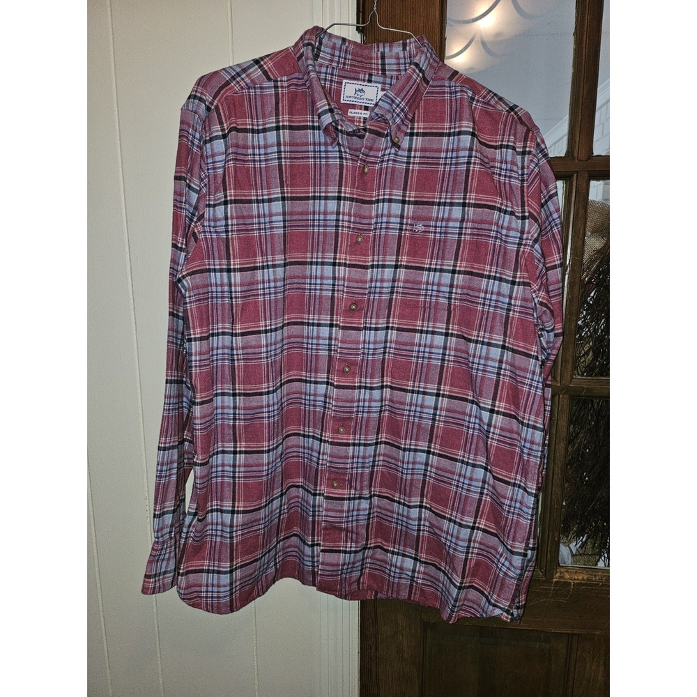 Mens Southern Tide Pink/blue Flannel Button Down Shirt Xl.
